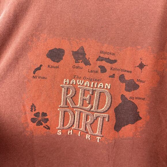 Vintage Red Dirt Shirt Size Large Red Orange Short Sleeve Hawaii Original Travel - Picture 7 of 8